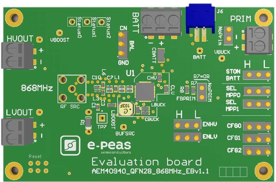 Evaluation Board for the AEM40940 for the 868MHz frequency band